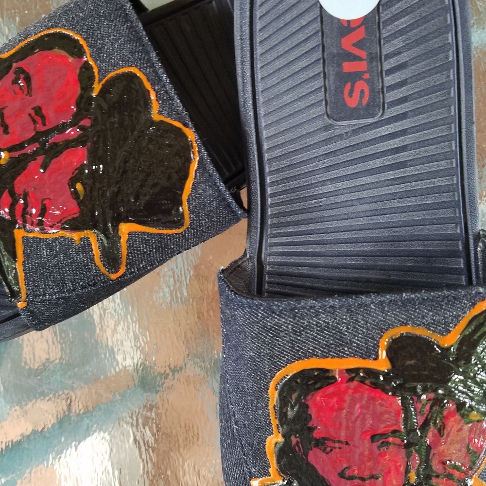 Original custom made denim slides